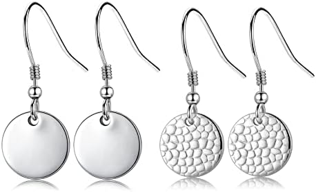 CERSLIMO Silver Drop Earrings for Girls Women - 4 Pairs Butterfly & Star & Round Dangle Earrings, Sterling Silver Dangly Earrings | Hypoallergenic Earring Jewellery Birthday Chritsmas Gifts