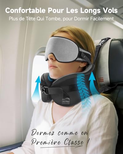 Coussin de voyage mémoire avec support 360 tête et cou
