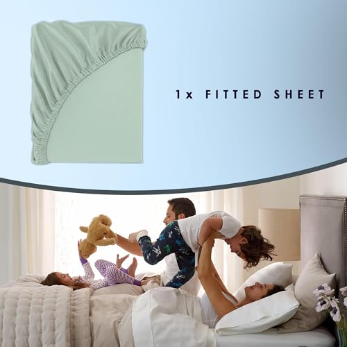 Pizuna Luxurious Cotton Emperor Size Fitted Sheets Sea Foam - Image 4