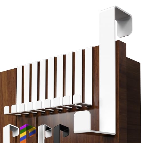 Menz Türhaken zum Einhängen - 10 Stück Kleiderhaken für Tür, kompakte Haken zum Einhängen mit hoher Tragkraft, platzsparende Türgarderobe, flexible Türhakenleiste, weiß