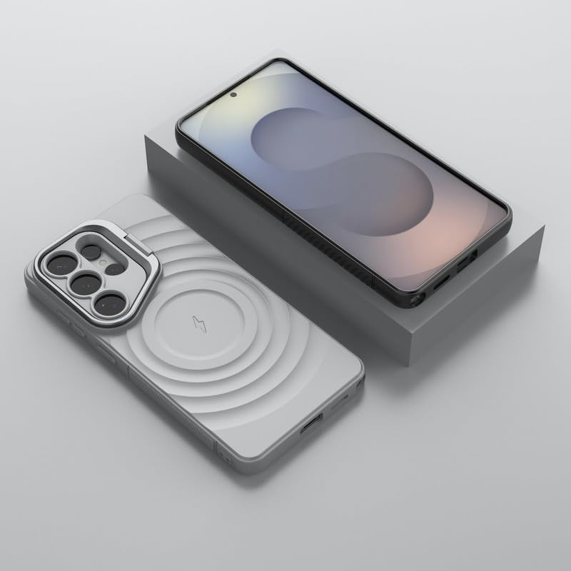 Image of LuxuryKase Shockproof Case for Samsung Galaxy S26 Ultra | Ripple Pattern | Camera Protection | Inner Velvet Fabric Lining | Protective Cover with Enhanced Grip & Wireless Charging Support - Grey