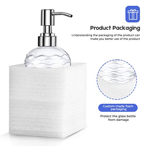 2 Pack Soap Dispenser 16 Ounce Tempered Glass Clear Hand Liquid Soap Bottle Refillable Lotion Dispensers with Rust Proof Pump for Bathroom Countertop Kitchen Sink (Horizontal Stripes) - Thumbnail 7