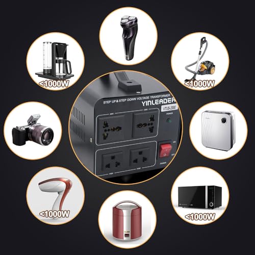 Yinleader Transformador conversor de tensão de 2000 W (110 V para 220 V ou 220 V a 110 V) Conversor