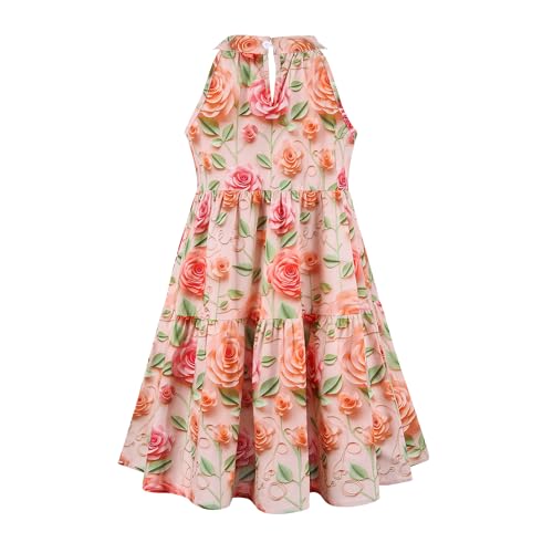 Baby Girls 3D Rose Floral Dress Princess Sleeveless Beach Sundress Cute Birthday Photo Outfit3