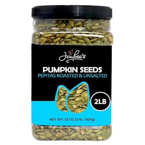 Pumpkin Seeds Pepitas Roasted Unsalted - 32 oz - 2 Pound | Healthy Snack | Vegan, Keto Diet Friendly | Hand-Picked | Kosher Certified | Pumpkin Seed | Jaybee's Nuts