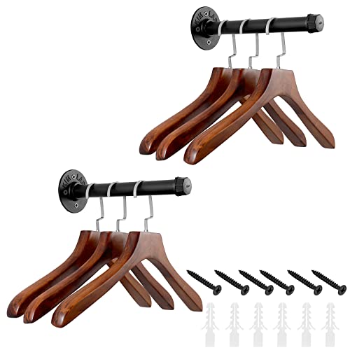 Sumnacon 2Pcs 10 Inch Industrial Pipe Clothing Rack Bars – Heavy Duty Rustic Coat Hangers with Screws, Wall-Mounted Metal Garment Rack Holders for Closet Wardrobe Laundry Room Boutique Clothing Store, Black Sumnacon 2Pcs 10 Inch Industrial Pipe Clothing Rack Bars – Heavy Duty Rustic Coat Hangers with Screws, Wall-Mounted Metal Garment Rack Holders for Closet Wardrobe Laundry Room Boutique Clothing Store, Black