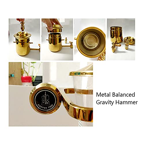 Tfcfl Syphon Coffee Maker Commercial Siphon Coffee Brewer Gold Elegant Belgian Balance Siphon Coffee Maker Makes 4-5 Cups， Elegant Design Retro-Style Family Siphon Brewer (Gold) #TOP3
