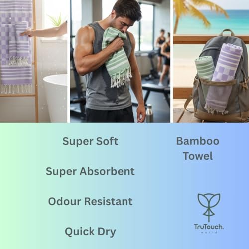 Image of 100% Bamboo Towels, Bamboo Towels for Bath, Towels for Bath Men - Ultra Soft, Lightweight, Quick Dry, Super Absorbent, Eco-Friendly Bath Towel (64x168 cm)(Green)