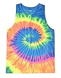 Colortone Unisex Tie Dye Tank Top, Neon Rainbow, X-Large
