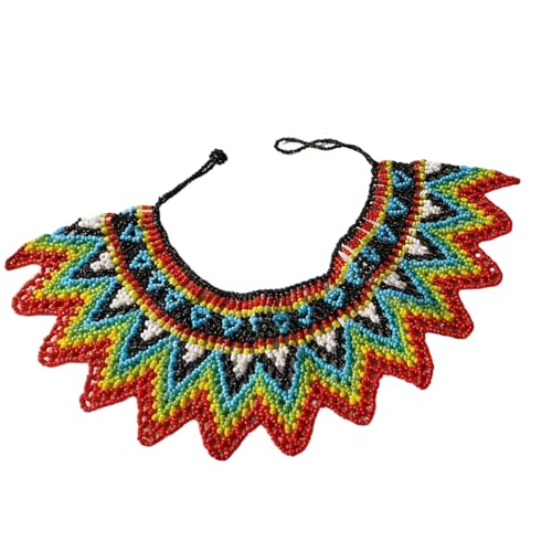 Mjaie Unique Ethnic Styles Statement Multicolor Beaded Bib Necklace Fashion Accessory for Trendy Outfits Versatile Party Necklace