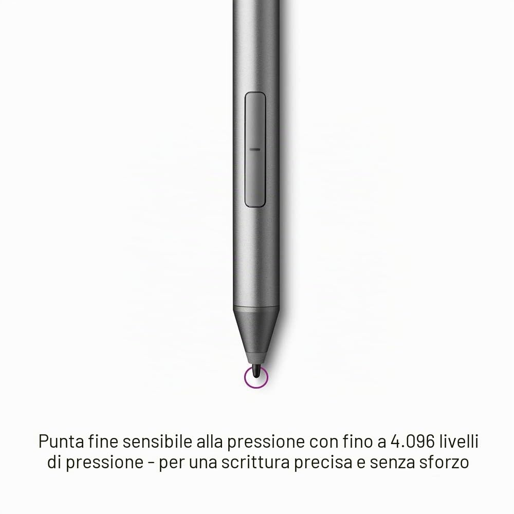 Bamboo Ink Active Penna Digitale, 2a Generazione, 4.096 Livelli di Pressione per Dispositivi Touchscreen Microsoft Windows 10, Certificati Windows, Grigio