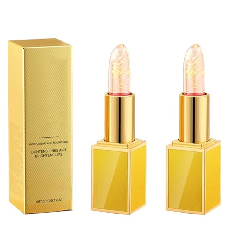 Rouge à LèVres Changeant De Couleur, Effet Feuille D'Or Sans Transfert, Pour Femme, Transparent, Hydratant Longue Tenue. (2pcs)