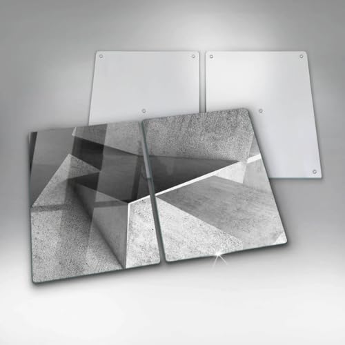 Plaque induction protection 2x40x52cm en verre pour cuisson effet béton - 6