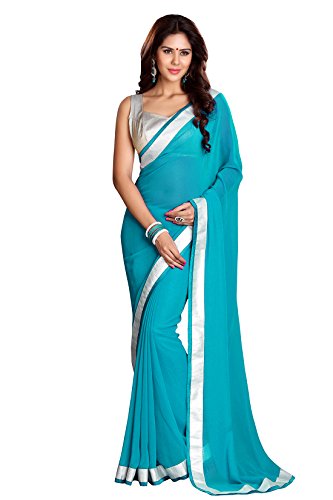 MirchiFashion Indien KLleidung Damen Designer Sari mit Ungesteckt Bluse/Top Bollywood Hochzeit Saree Cover