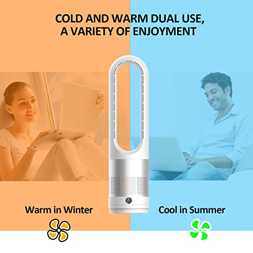 Bladeless Tower Fan, 1400W Space Heater & 40W Cooler Fan Combo With Remote, 80°Oscillation, 8 Speeds And 3 Heating Modes, 9H Timer, Led Display, Fast Safety Heat And Quiet For Bedroom, Kitchen, Office #TOP1