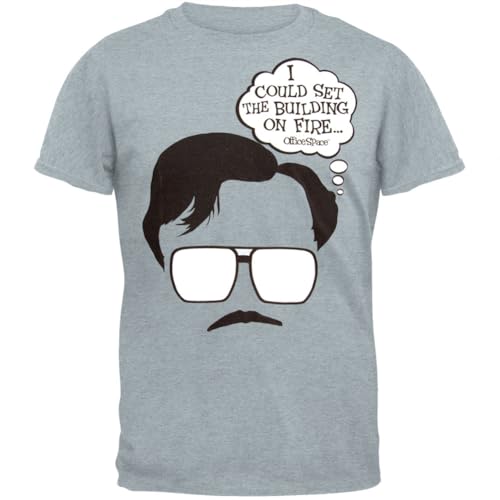 Office Space - Mens Set On Fire Soft T-Shirt X-Large Grey OG Exclusive