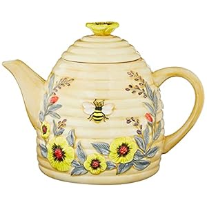 Bee Sweet 32 oz. 3-D Beehive Teapot Ceramic,Multi Colored