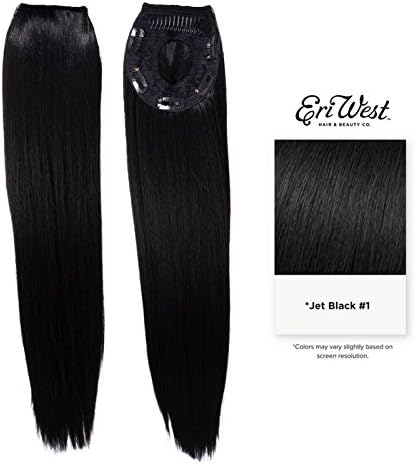 Eri West Clip-in Invisible Ponytail Extension Futura Fiber Ponytail 120g - Yaki Straight 18" Jet Black