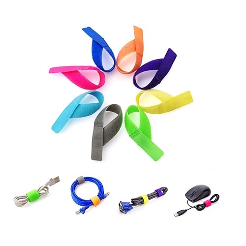 Gadpiparty 50pcs Organizing Tape Reusable Pink Nylon Cable Ties Wire Sleeves for Cable Management Belt Tie Winder Cord Organizer Wire Pink