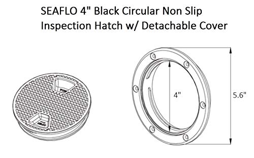 Seaflo 4" - 8" Black Circular Non Slip Inspection Hatch W/Detachable Cover (6") #TOP3