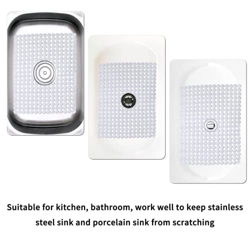 Qulable 2Pack Kitchen Sink Mat For Stainless Steel/Ceramic Sinks, Pvc Eco-Friendly Protectors For Bottom Of Kitchen Sink, Adjustable, Fast Draining, Dots Design, 11.8X15.7 (Clear) #TOP4