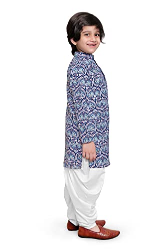 Image of Jwalin Boys Navy A line Regular Fit Kurta With Dhoti Set (JWBSET00008 Navy 36)