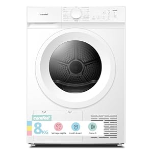 COMFEE' Sèche linge Pompe à Chaleur, 8kg, Classe D, Séchage rapide, Élimination des poils d'animaux, 15 programmes, Fonction anti-rides，Fonction rafraîchissante，CD08EHP05W, Blanc