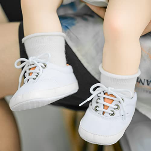 Morbido Infant Baby Boys Girls Canvas Sneaker Toddler Slip On Anti Skid Newborn First Walkers Candy Shoes For 0-18 Months White #TOP2