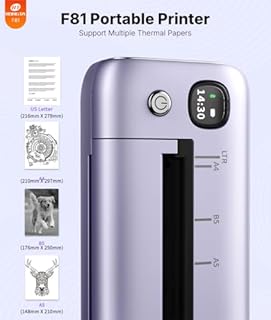 Rongta Portable Printers Wireless for Travel, Bluetooth Mobile Printer, Thermal Inkless Printer for School/Office/Home Use, Compatible with Android,iOS & Laptop (Purple)
