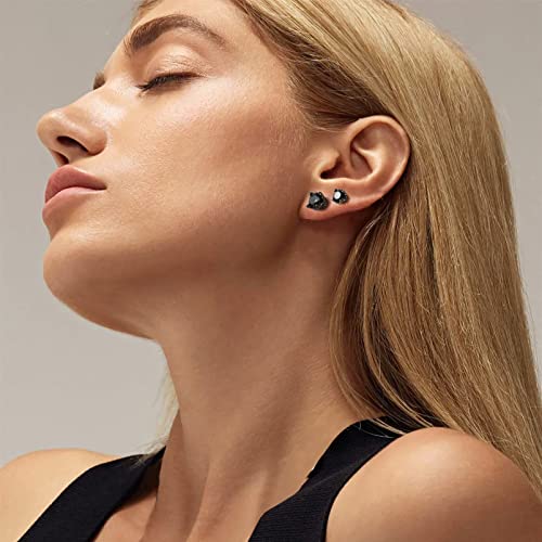 Guys Earrings For Men Large Black Cubic Zirconia Cz Crown Stud Earrings 925 Sterling Silver #TOP1