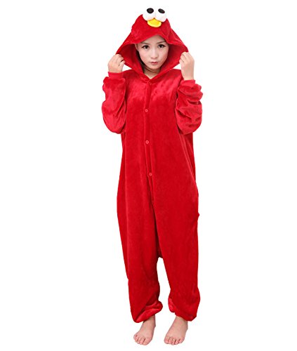 Yimidear Cosplay Pijamas, Unisexo Adulto Ropa de Dormir Traje de Dormir Disfraz de Animales Kigurumi Onesie (S, Elmo)