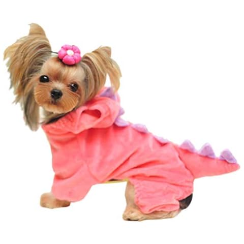 NIULA Dinosaur Dog Halloween Costume Pet Dino Hoodie for Small & Medium Dogs Green (Pink,S) Cover