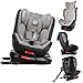 Lorelli Auto Kindersitz Nebula mit Isofix, 360 Grad drehbar, (0-36 kg) Mitwachsender Autositz i-Size 40-150cm - Gruppe 0+/1/2/3, Babysitz ab Geburt, 5-Punkt-Gurt, Einstellbare Kopfstütze, grau