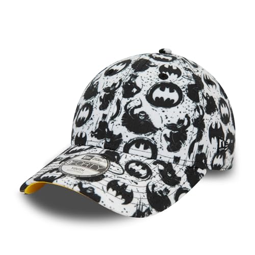 New Era Batman Casquette Enfant garçon Fille Bande dessinée 9Forty réglable Chapeau DC Super-héros Blanc Noir