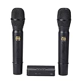 Lechnical Micrófono inalámbrico BT Juego de tarjetas de sonido Metal Dual Professional UHF Inalámbrico Micrófono dinámico Sistema de micrófono de mano para el hogar Karaoke Reunión Fiesta Iglesia DJ B