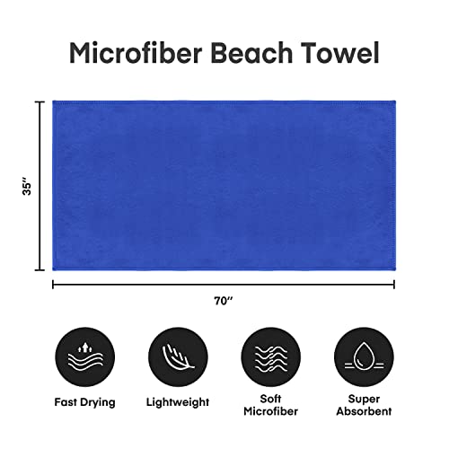 Image of JML Microfiber Bath Sheet Towels, 2 Pack, 35 inch x 70 inch, Dark Blue | Extra Large, Hanging Loop, Soft, Super Absorbent, Fast Drying for Shower Sauna Yoga Salon Hotel