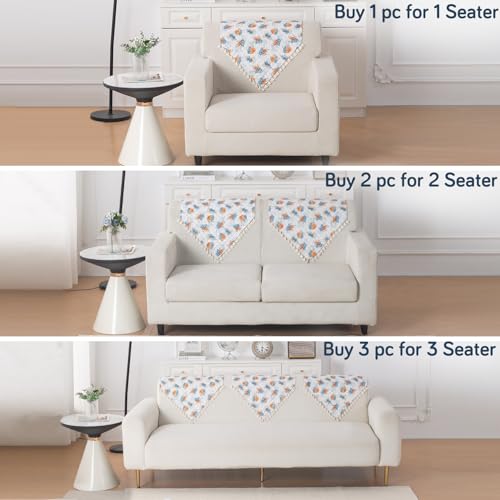 Image of HOKIPO Abstract Petals Quilted Sofa Backrest Cover Mat| 'Tassel Twigs' Series (IN-988-T10)