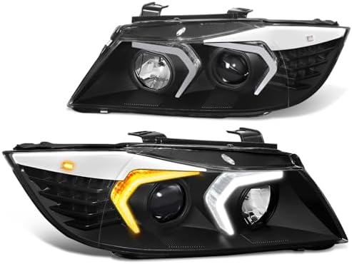 Maxcomotors Projector Headlights For BMW E90 323i 335i 2006-2008 – LED Halo, Chrome