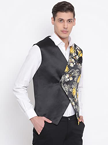 Image of VASTRAMAY Mens Silk Blend Nehru Jacket - Timeless Style & Versatility | Digital Floral Printed Ethnic Sleeveless Coat for Formal & Casual Wear