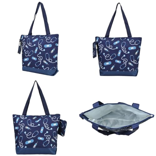 Image of NGIL Medium Top Zipper Closure Canvas Tote Bag with Attached Matching Coin Purse For Moms and Nurses