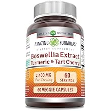 Amazing Formulas Boswellia Extract Turmeric and Tart Cherry Supplement | 2400 Mg Per Serving | 60 Veggie Capsules | Non-GMO | Gluten Free | Made in USA