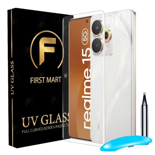 Image of FIRST MART Front & Back Tempered Glass for Realme 15 With Installation Kit | Edge to Edge Coverage | Militry-Grade Screen Guard & Back Nano Membrane | Clear