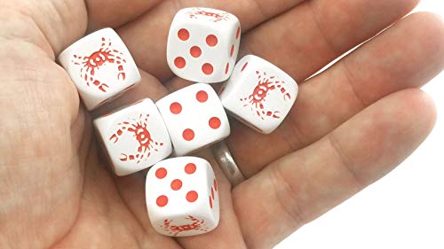 Set Of 6 Crab Dice- 16Mm D6 Rounded Edge Koplow Animal Dice- White With Red Pips By Koplow Games #TOP1
