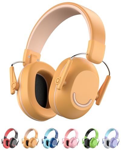 Link Dream Gehörschutz Kinder, Lärmschutz Kopfhörer Kinder SNR 30dB für von 3-16 Jahren, Kapselgehörschutz Ohrenschützer mit Ohrenschützer Verstellbare für Autismus, Reisen, Lernen, Orange
