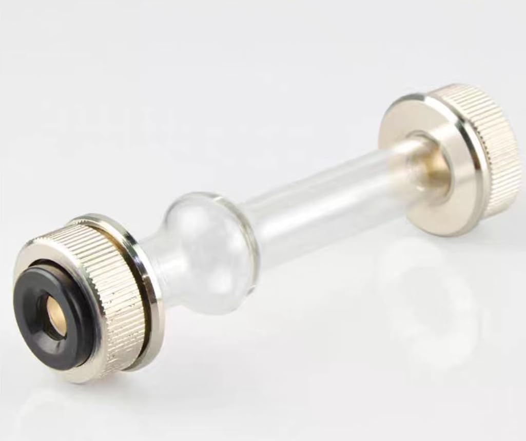 Tubo polarímetro de vidrio de 100 mm | Capacidad de muestra de 20 ml | Diámetro vítreo 15 mm | Diseño duradero de vidrio y metal.