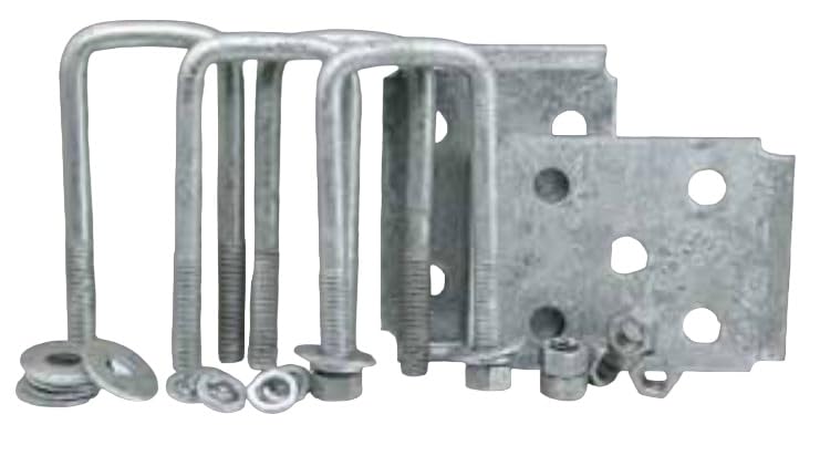 Trailer Axle Leaf Spring Plate Fits 2 Inch Square Tube Axles Galvanized With Four U Bolts/Eight Lock Washers/Eight Flat Washers/Nuts