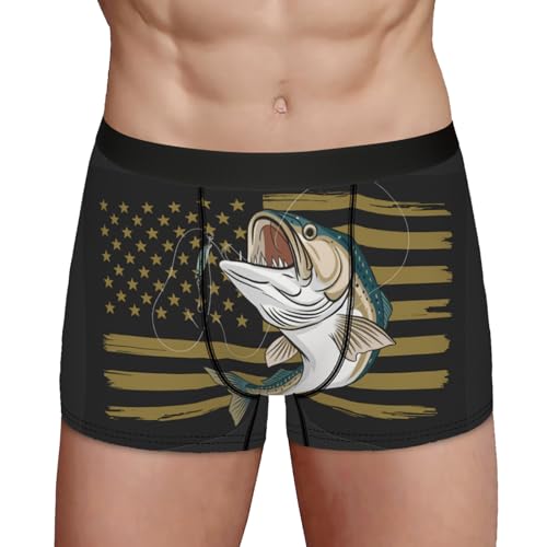 Fishing US American Flag Bass Fish Fisherman Boxer Brief for Men Boys, Ultra Soft, Breathable Underwear3