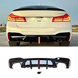 Fit for BMW G30 Rear Diffuser 2017-2023, G31 G38 M5 Sedan 5 Series 530e/530i/540i/550i Rear Bumper Lip W/LED Light, Gloss Black ABS G30 Automotive Exterior Accessories Body Kit