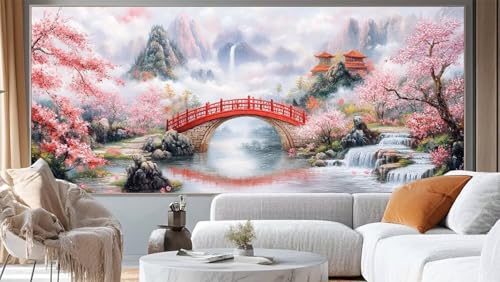 Diamond painting paysage japonais grand format 100x50 cm pour adultes