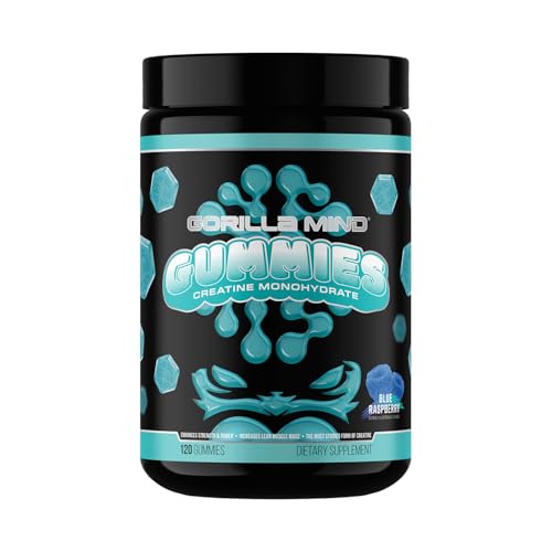 Gorilla Mind Creatine Gummies, 5g Creapure, Blue Raspberry